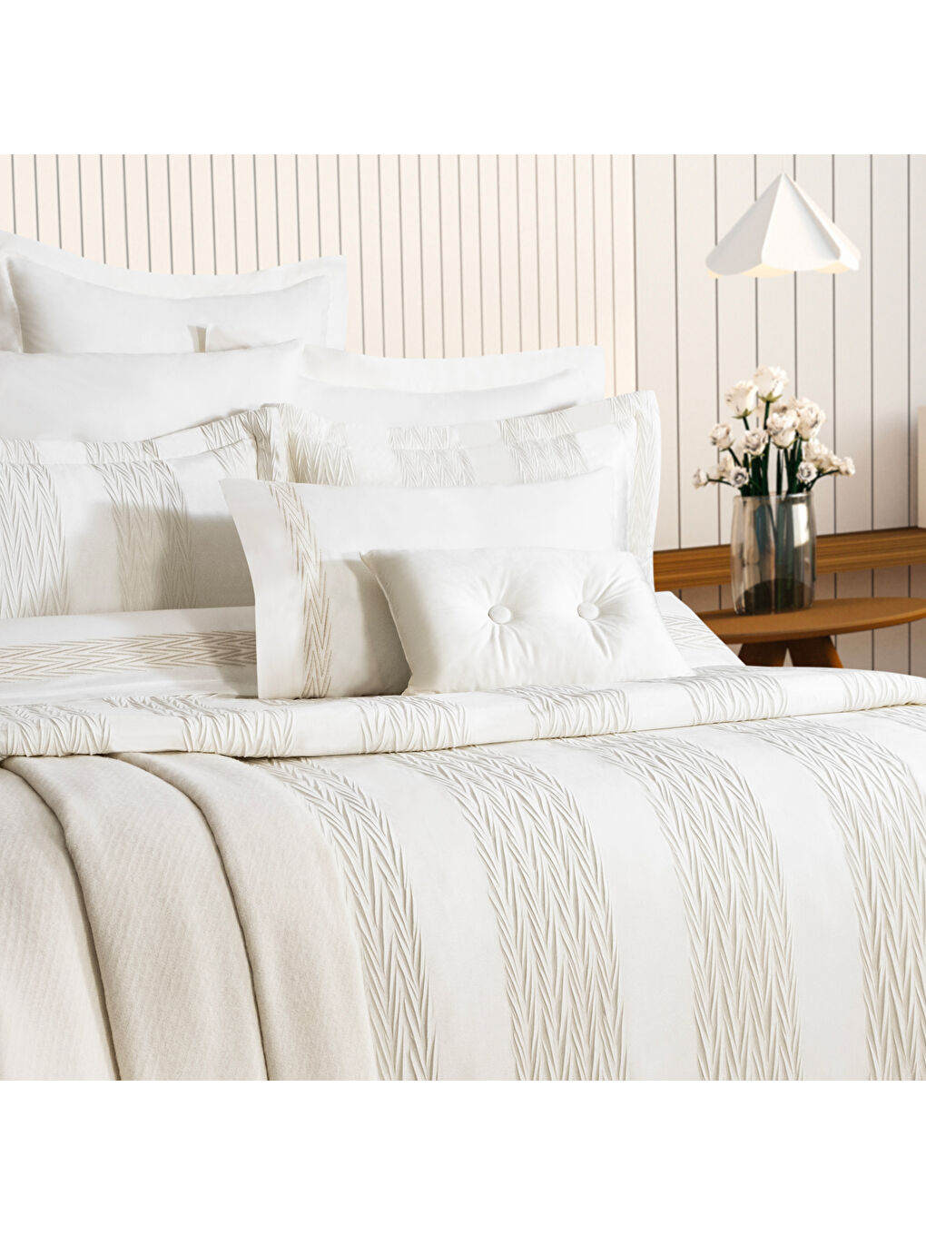 Ekru Diamond Çeyiz Seti 11 Parça-Krem-4