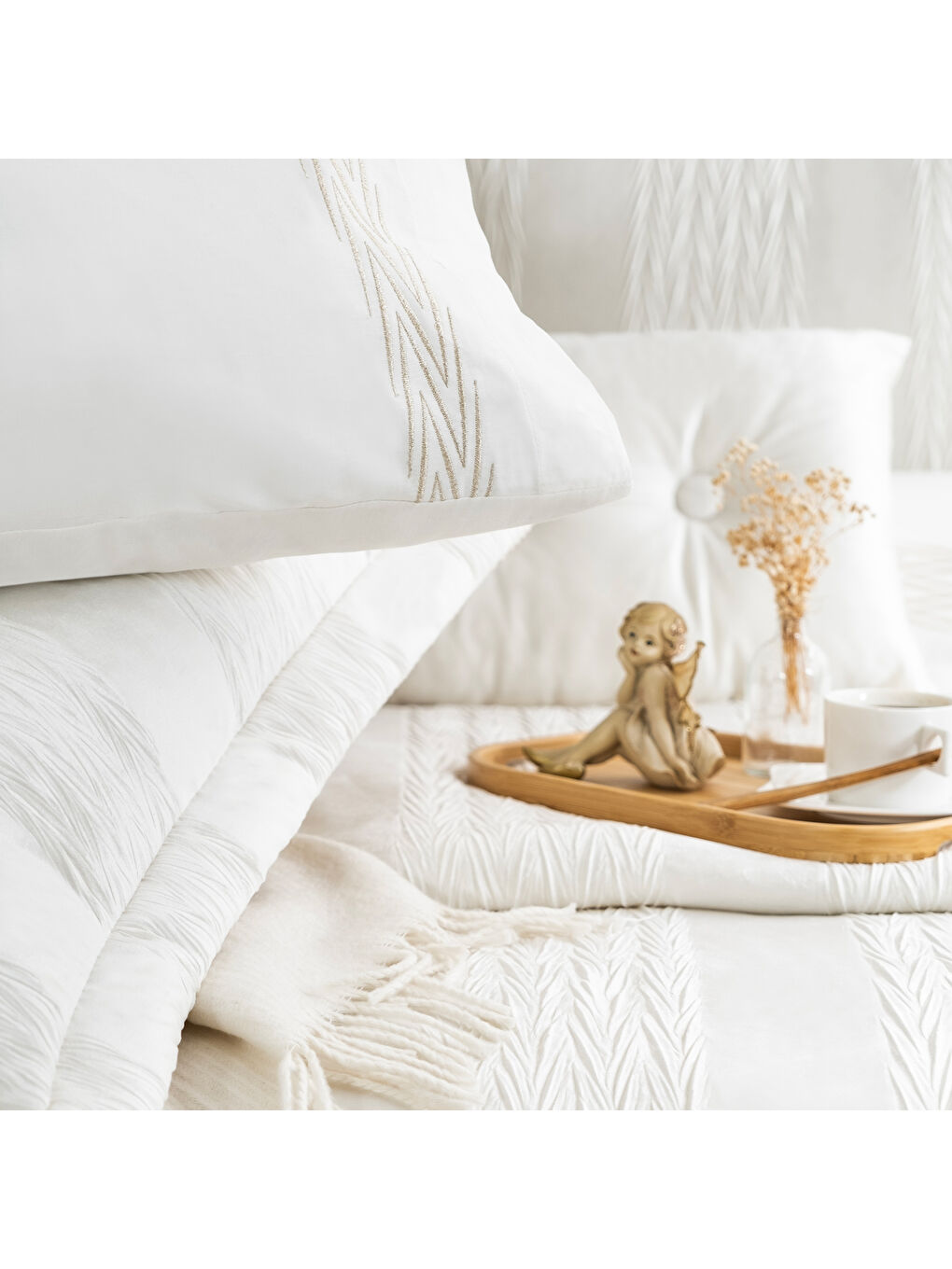 Ekru Diamond Çeyiz Seti 11 Parça-Krem-6