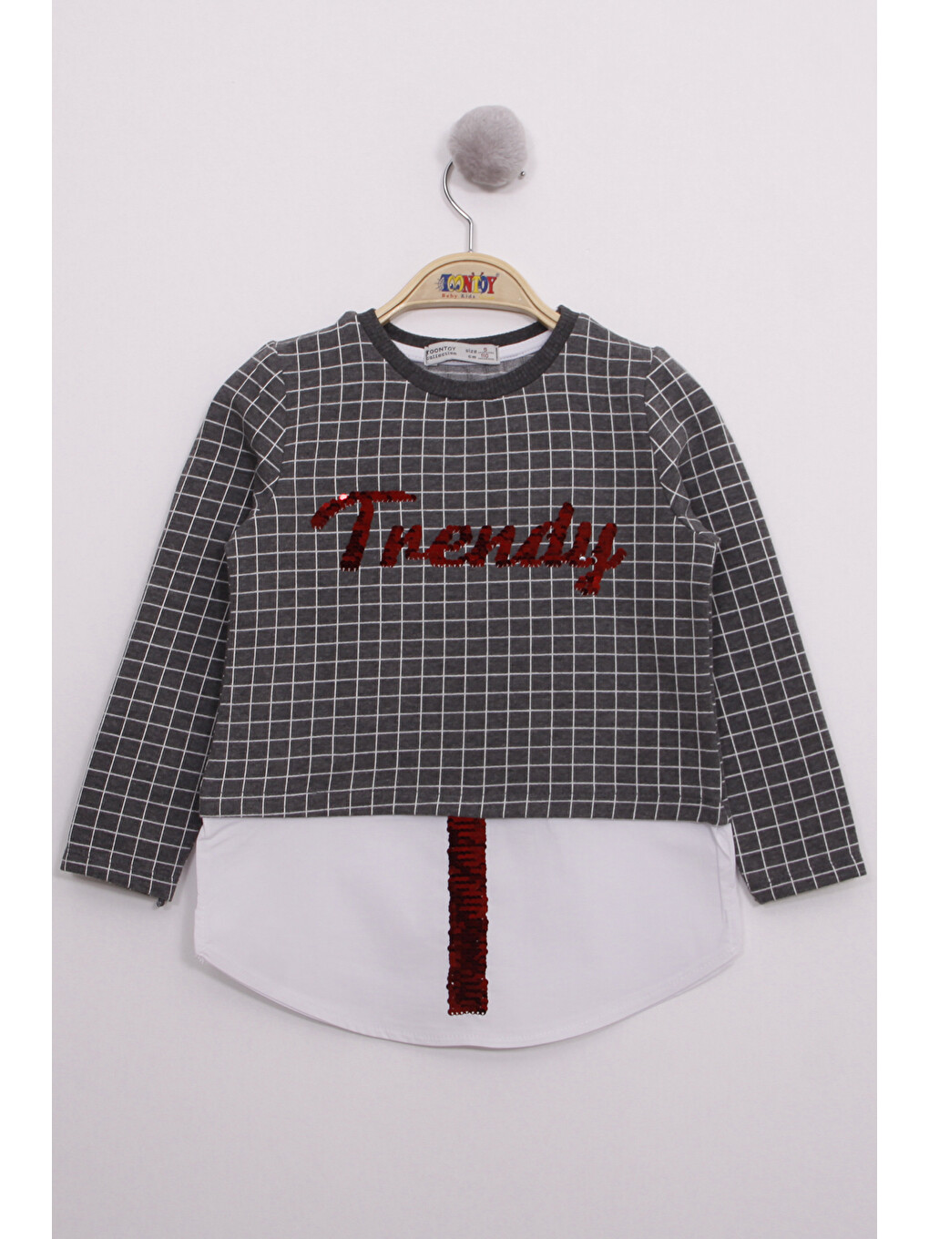 Lacivert Kız Çocuk Trendy Pullu Nakış Sweatshirt-1