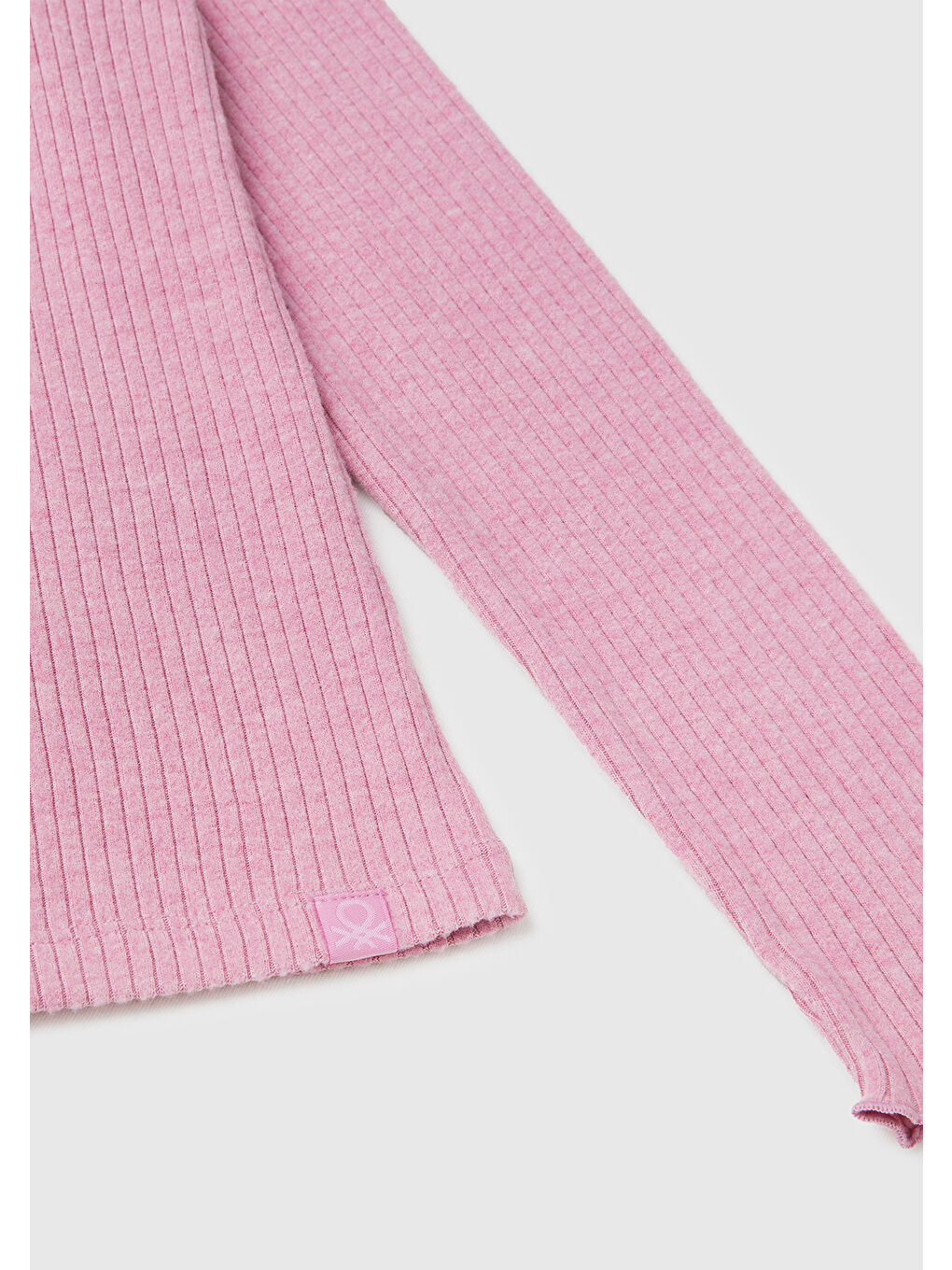 Kız Çocuk Pembe Logo Etiketli Fırfır Detaylı Bebe Yaka Uzun Kollu T-Shirt-2