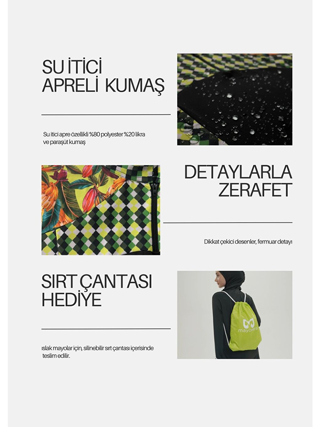 Siyah Fit Yeşil Çiçekli Mayo Üstü-5