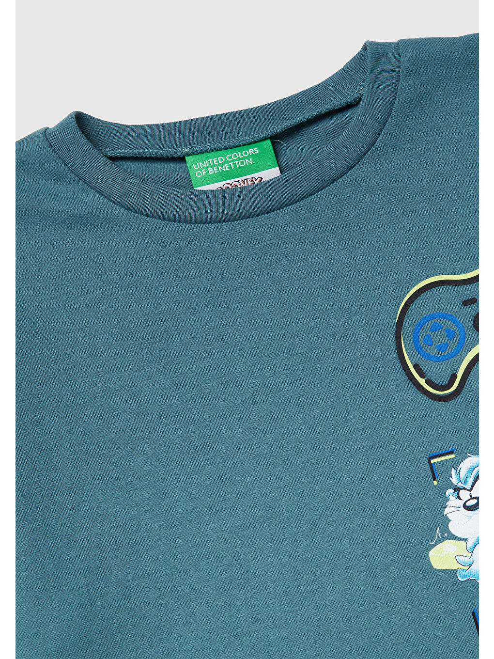 Erkek Çocuk Gri-Yeşil Tazmanya Baskılı Jarse Kabartmalı Uzun Kollu T-shirt-2