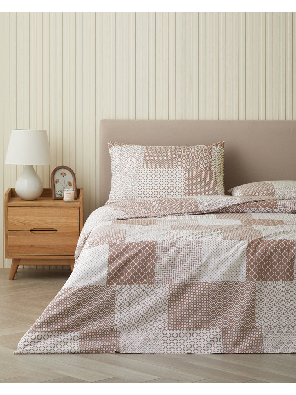 Chain Patch Kolay Ütülenir Çift Kişilik Nevresim Takımı 200x220 cm Turuncu-1