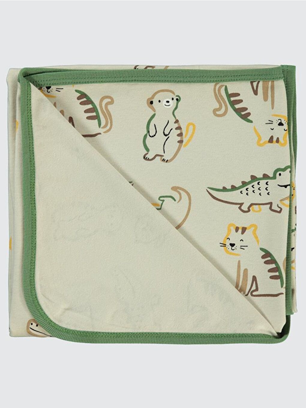 Baby Renkli Hayvanlar Baskılı Battaniye - Yeşil Standart