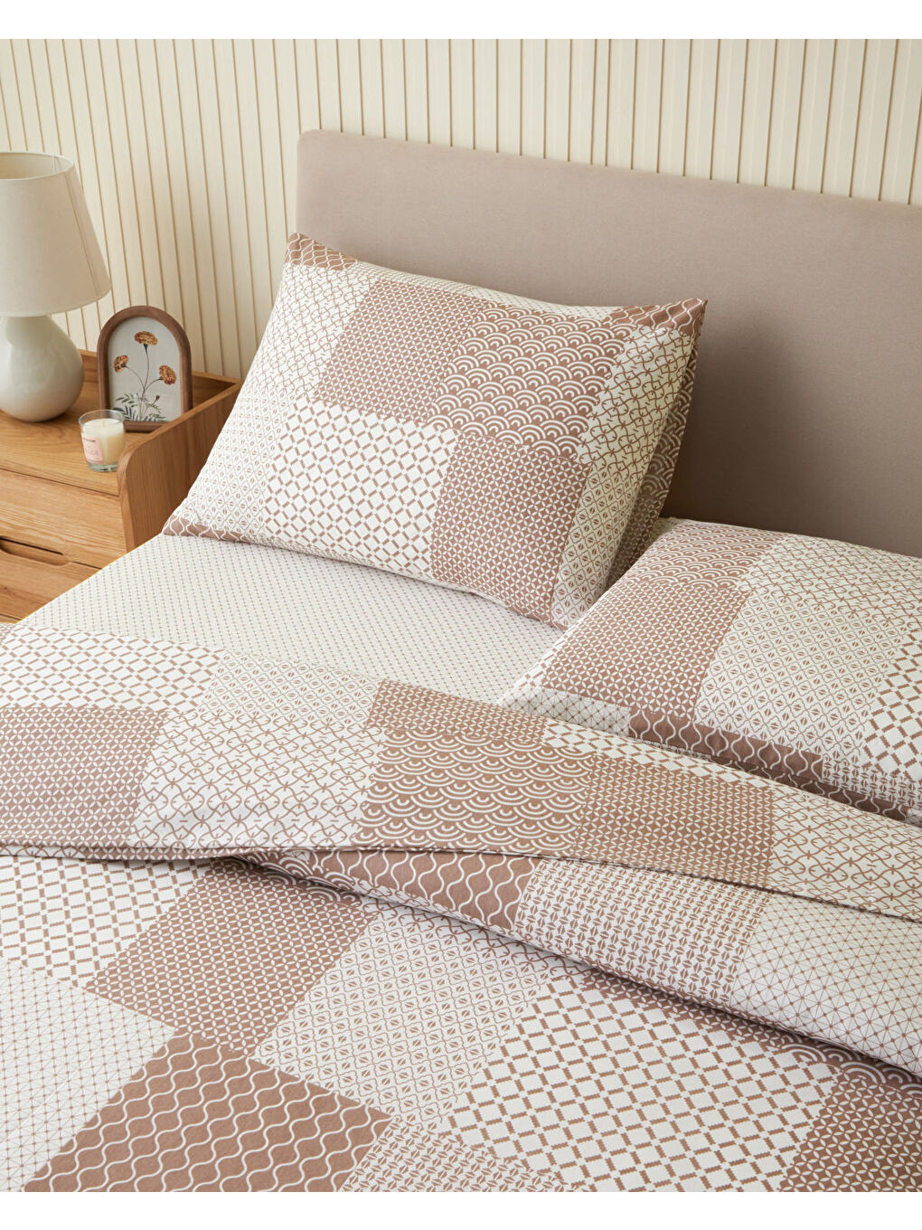 Chain Patch Kolay Ütülenir Çift Kişilik Nevresim Takımı 200x220 cm Turuncu-2