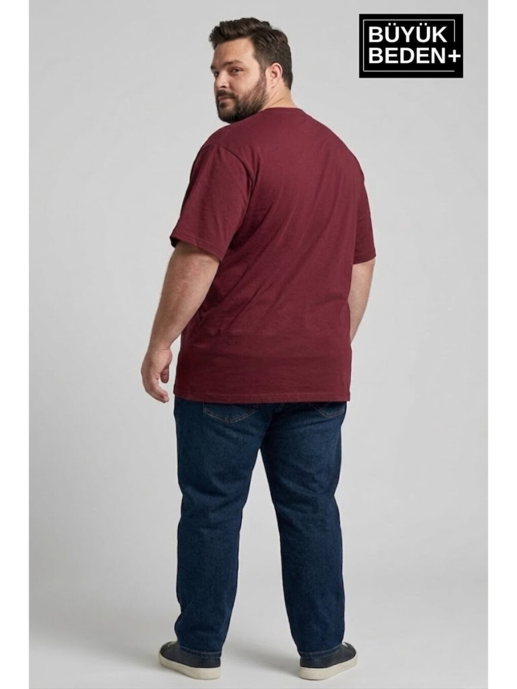 Bordo Erkek Büyük Beden New York Baskılı 3xl-6xl Bisiklet Yaka Tshırt Spr26bts510-05-2