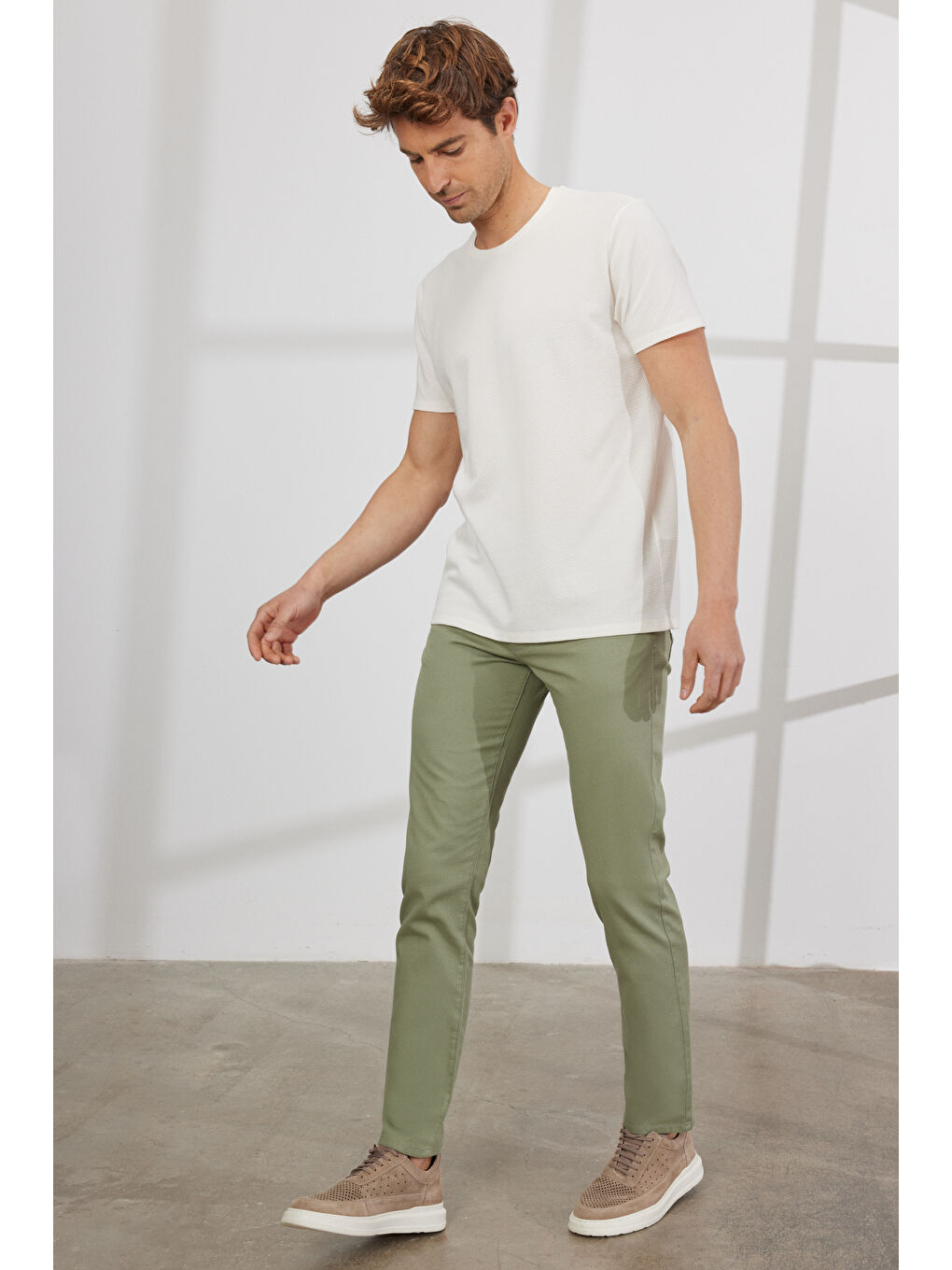 Erkek Yeşil Comfort Fit Rahat Kesim Greensboro Pamuklu Esnek Pantolon-1