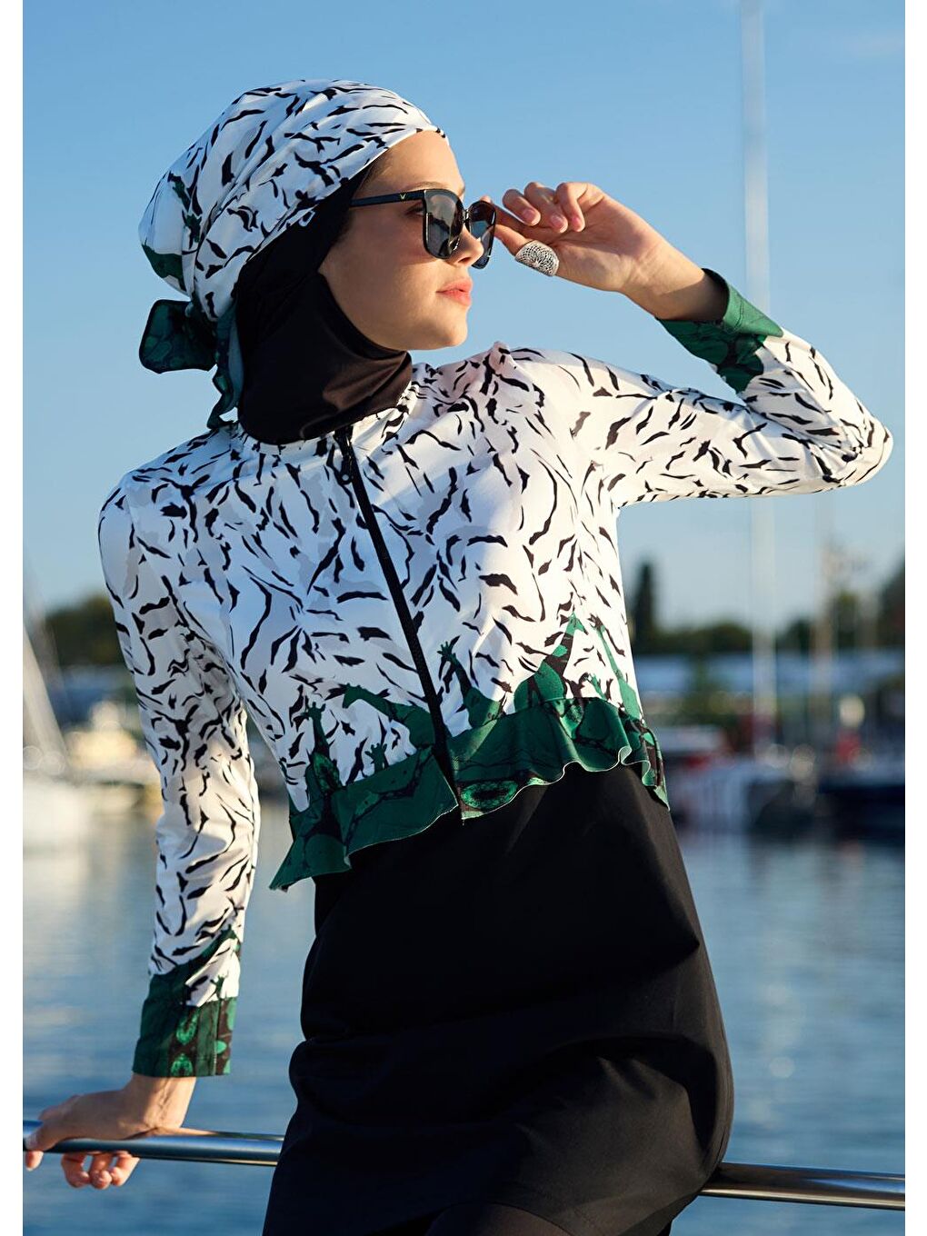 Beyaz Zürafa Paraşüt Tesettür Mayo