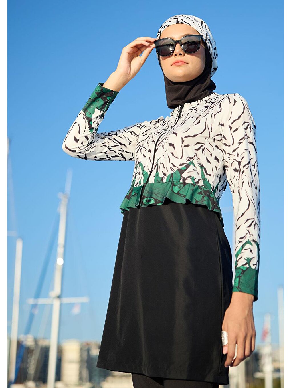 Beyaz Zürafa Paraşüt Tesettür Mayo-1