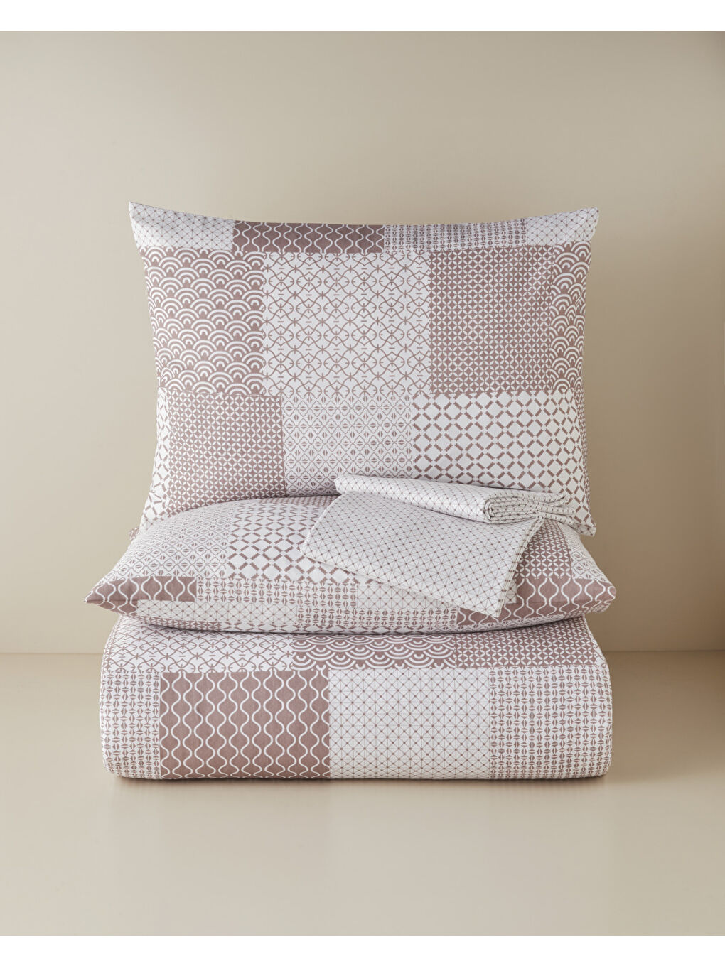 Chain Patch Kolay Ütülenir Çift Kişilik Nevresim Takımı 200x220 cm Mürdüm