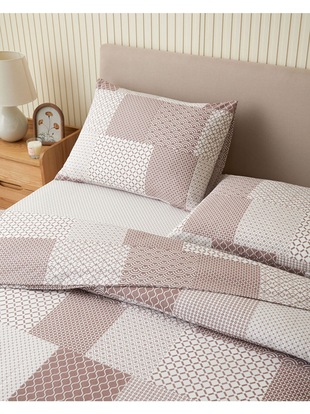 Chain Patch Kolay Ütülenir Çift Kişilik Nevresim Takımı 200x220 cm Mürdüm-2