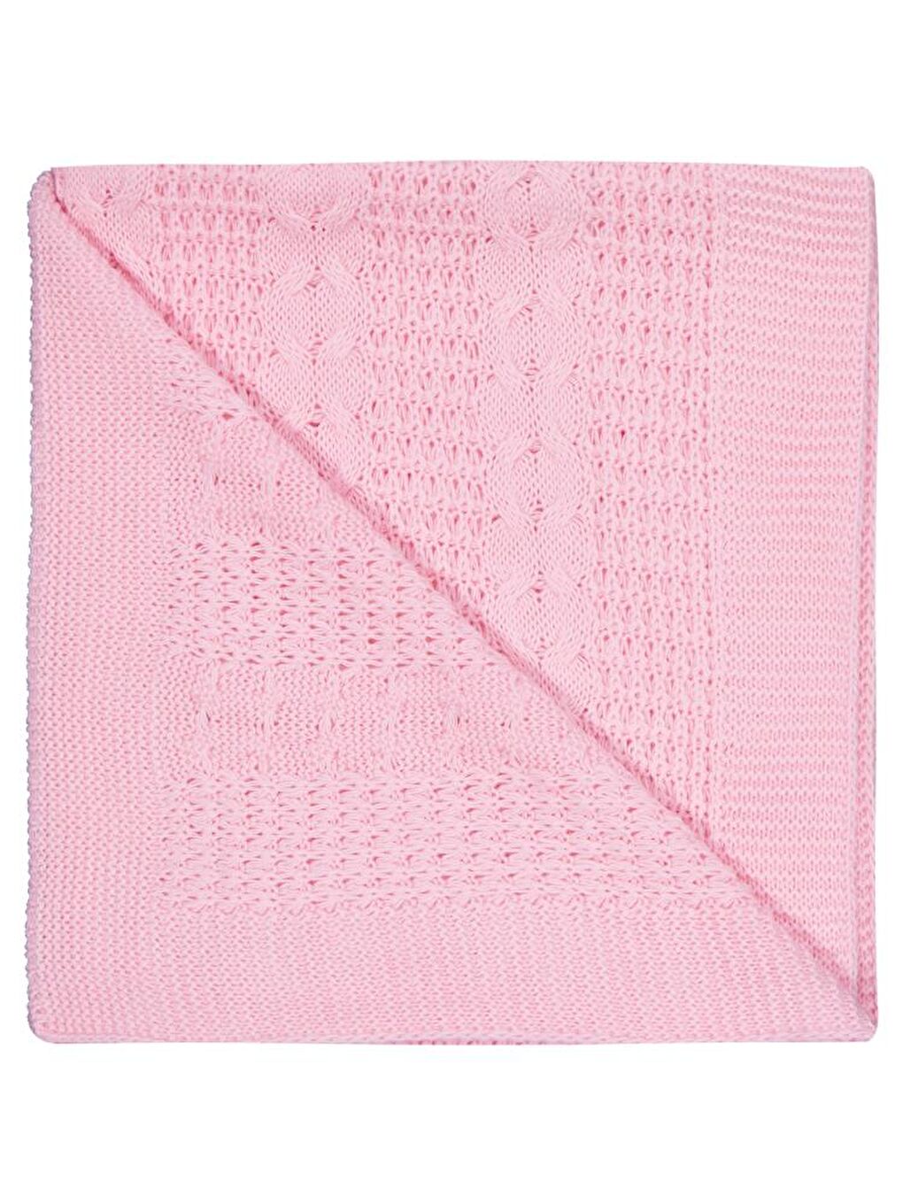 Baby Saç Örgülü Düz Battaniye - Pembe Standart