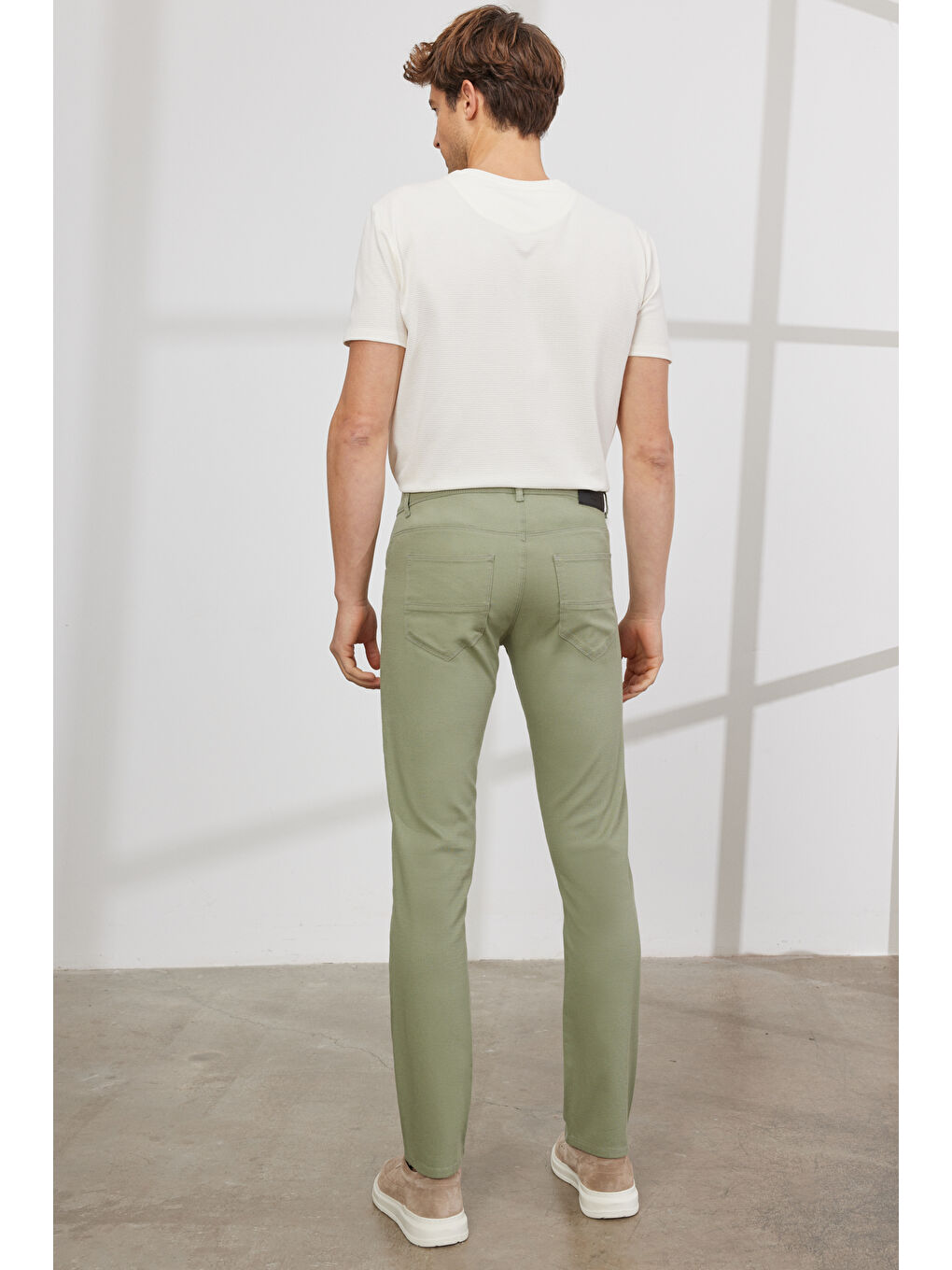 Erkek Yeşil Comfort Fit Rahat Kesim Greensboro Pamuklu Esnek Pantolon-2