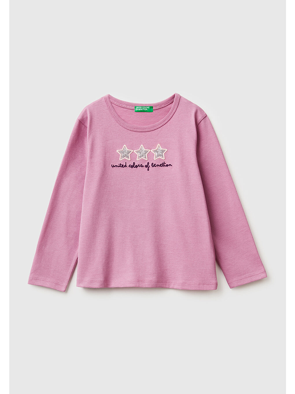 Pembe Kız Çocuk Gül Kurusu Baskılı Payetli Regular Fit Uzun Kollu T-shirt