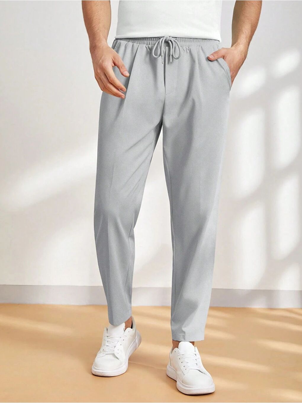 Gri Erkek Pantolon Beli Lastikli Jogger Pantolon Cepli Fit Pantolon ERKEK-JOGGER-1