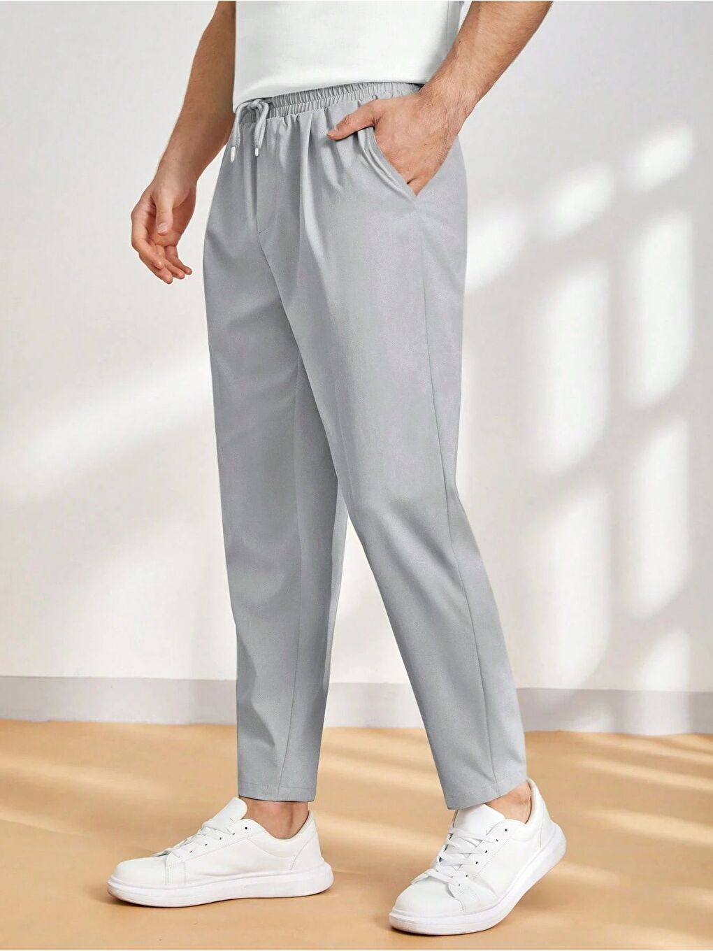 Gri Erkek Pantolon Beli Lastikli Jogger Pantolon Cepli Fit Pantolon ERKEK-JOGGER-2