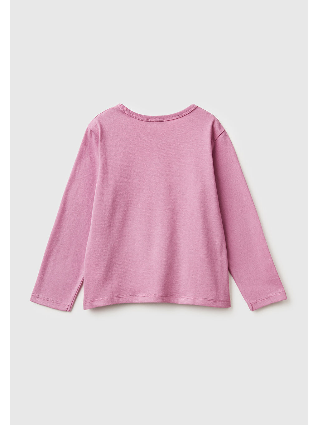 Pembe Kız Çocuk Gül Kurusu Baskılı Payetli Regular Fit Uzun Kollu T-shirt-1