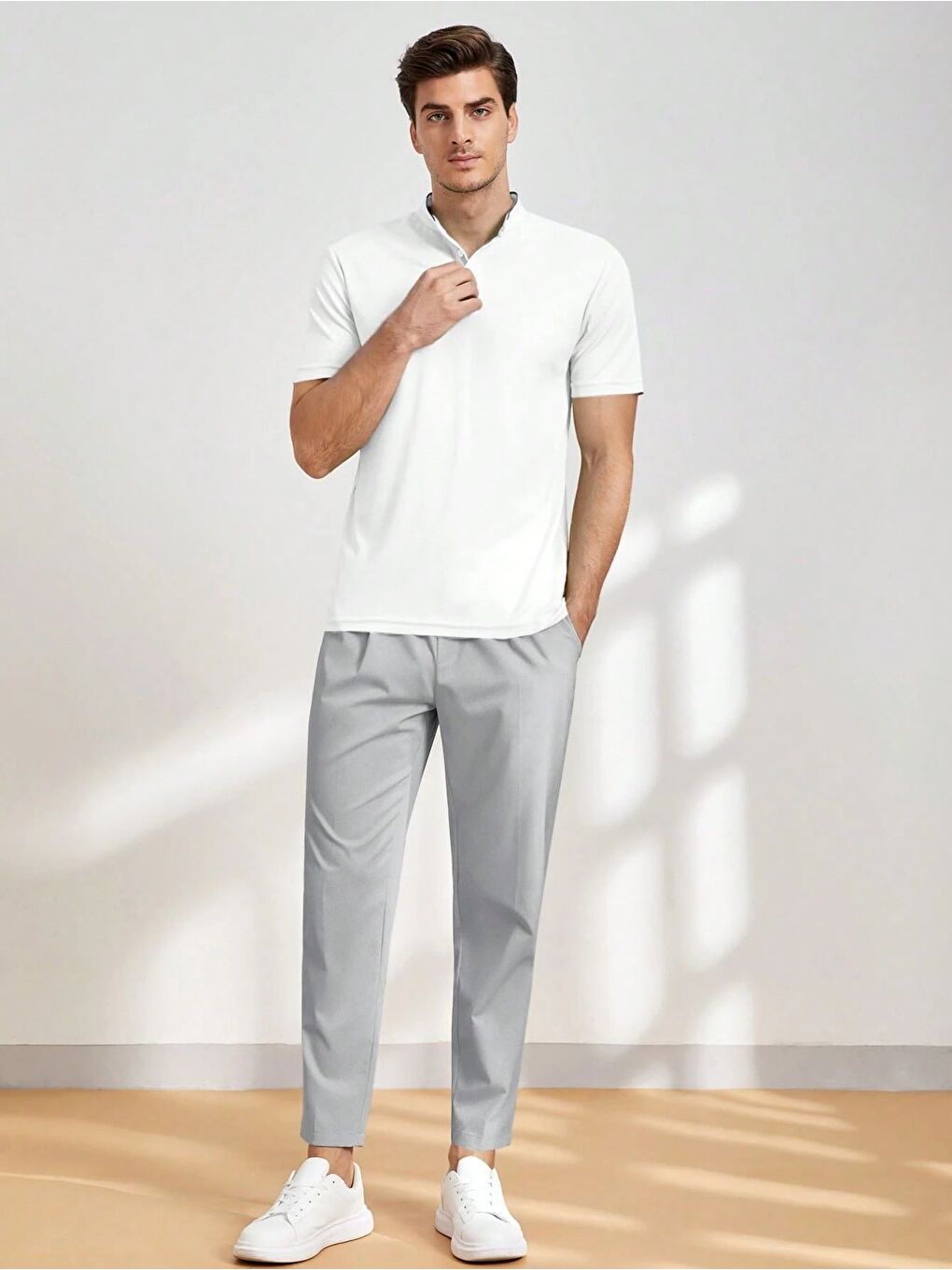 Gri Erkek Pantolon Beli Lastikli Jogger Pantolon Cepli Fit Pantolon ERKEK-JOGGER-3