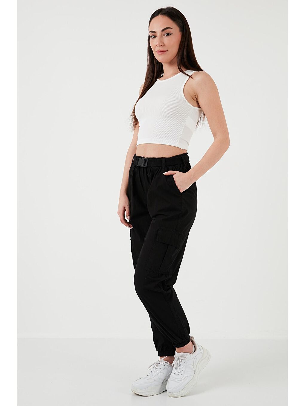 Lela Siyah Pamuklu Regular Fit Jogger Spor Pantolon 668YP50312S4