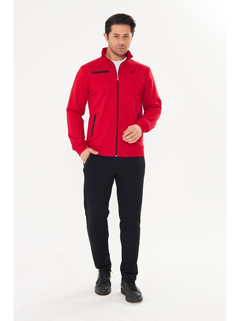 Kırmızı Pamuklu Kumaş Erkek Eşofman Takımı Fm19102-2