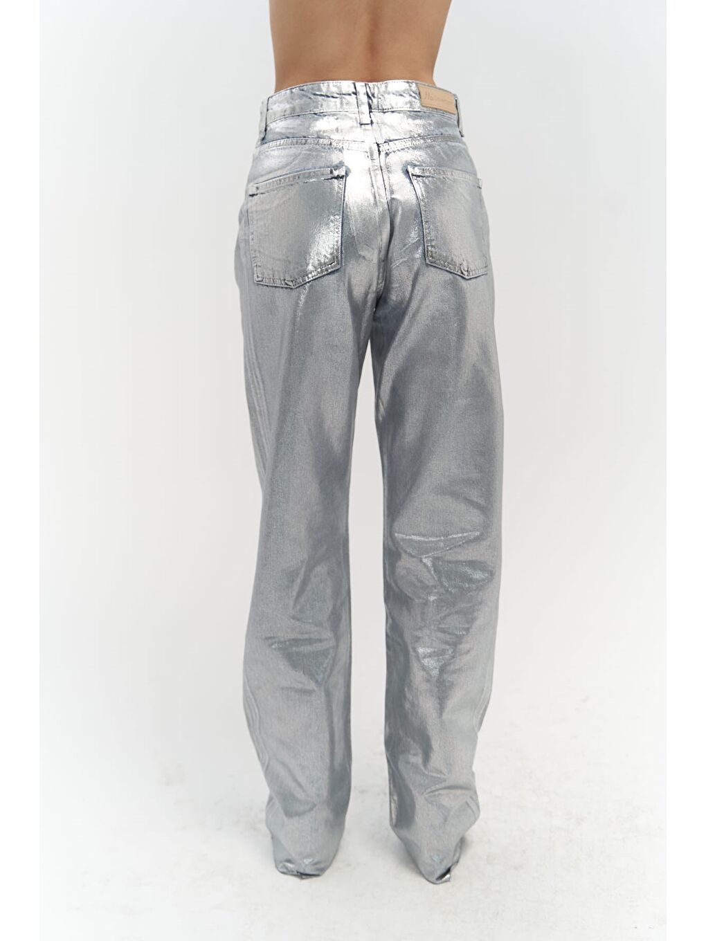 Gri Marla Basic Metalik Jean Pantolon-3