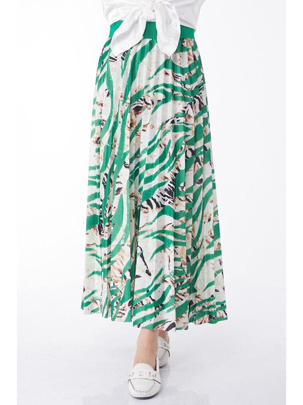 Orta Kadın Yeşil Desenli Etek - 24218-2