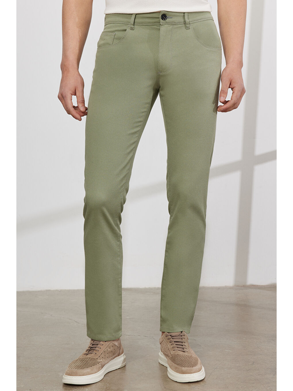 Erkek Yeşil Comfort Fit Rahat Kesim Greensboro Pamuklu Esnek Pantolon-3