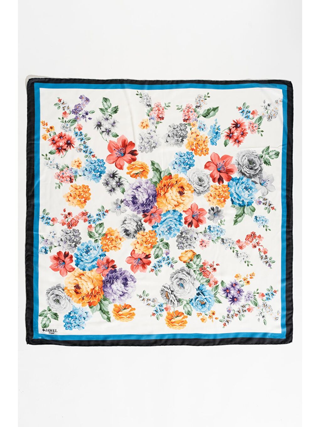 İndigo Kadın Tesettür Digital Baskılı Gül Desen Eşarp-4