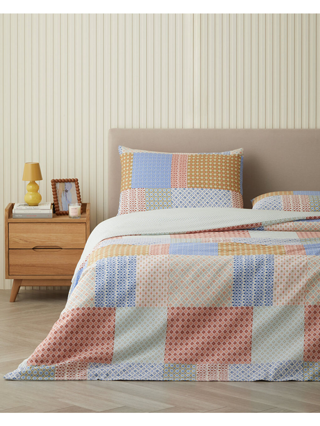 Patchform Kolay Ütülenir Çift Kişilik Nevresim Seti 200x220 cm Mavi – Bordo-1