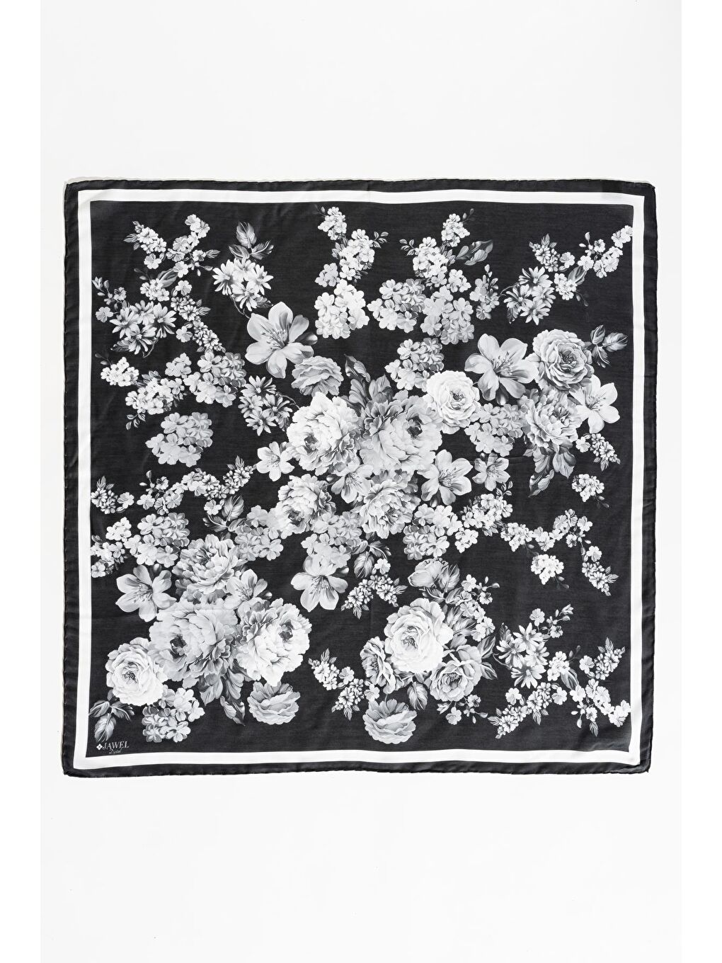 Siyah Kadın Tesettür Digital Baskılı Gül Desen Eşarp-4