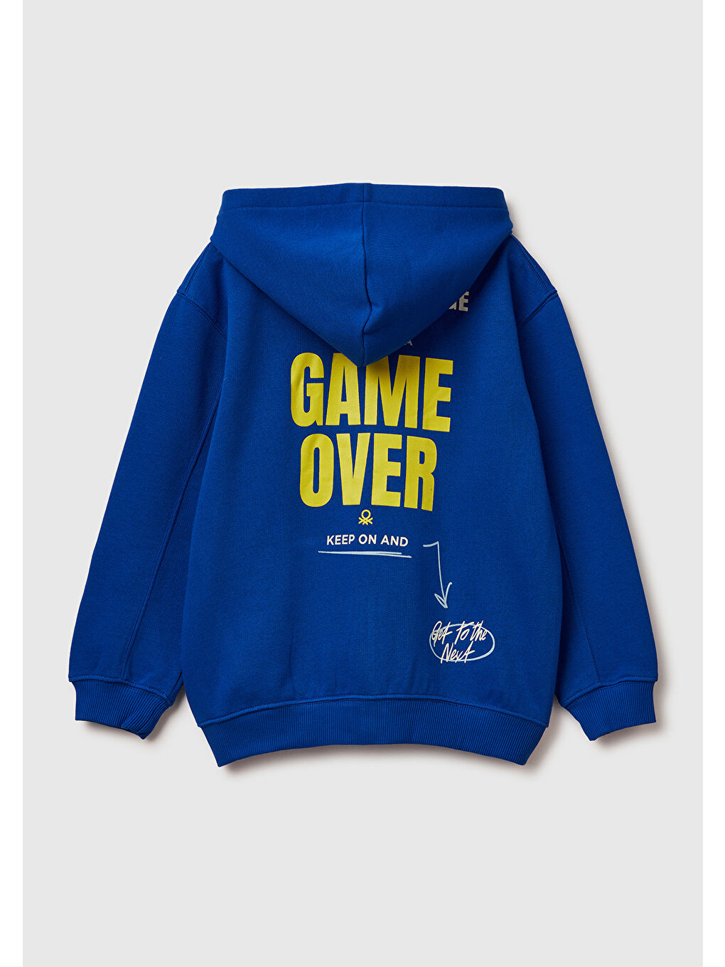 Erkek Çocuk Saks Mavisi Baskılı Cepli Fermuarlı Kapüşonlu Sweatshirt-1