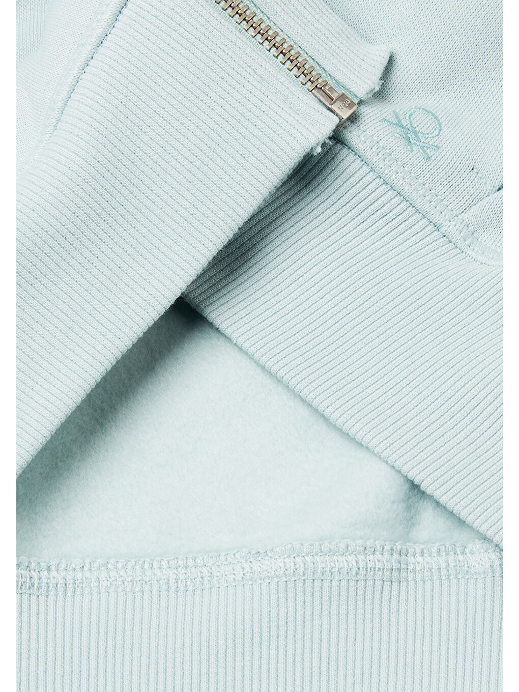 Kız Çocuk Su Yeşili Kristal Aplikeli Logo Detaylı Fermuarlı Kapüşonlu Sweatshirt-2