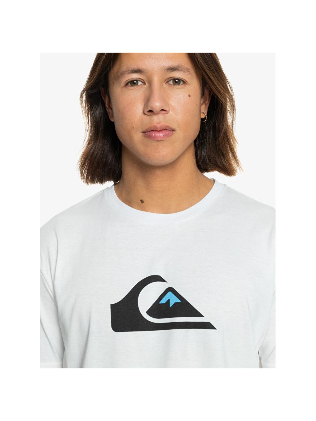 Quiksilver Beyaz Bisiklet Yaka Kısa Kollu Comp Logo Baskılı Erkek Tişört - 1