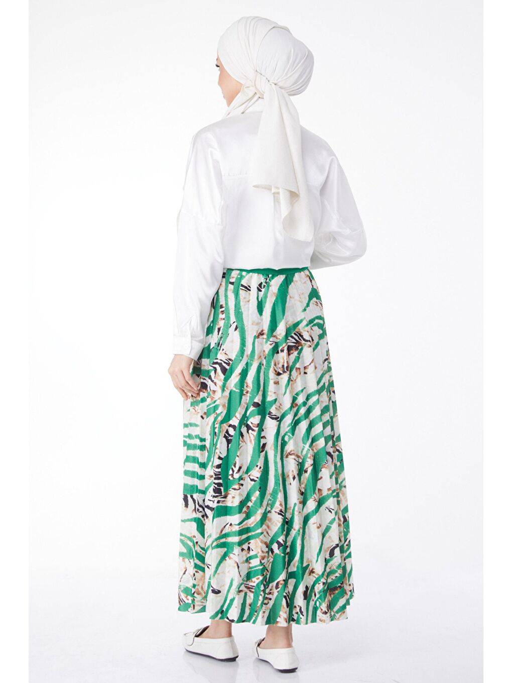 Orta Kadın Yeşil Desenli Etek - 24218-4