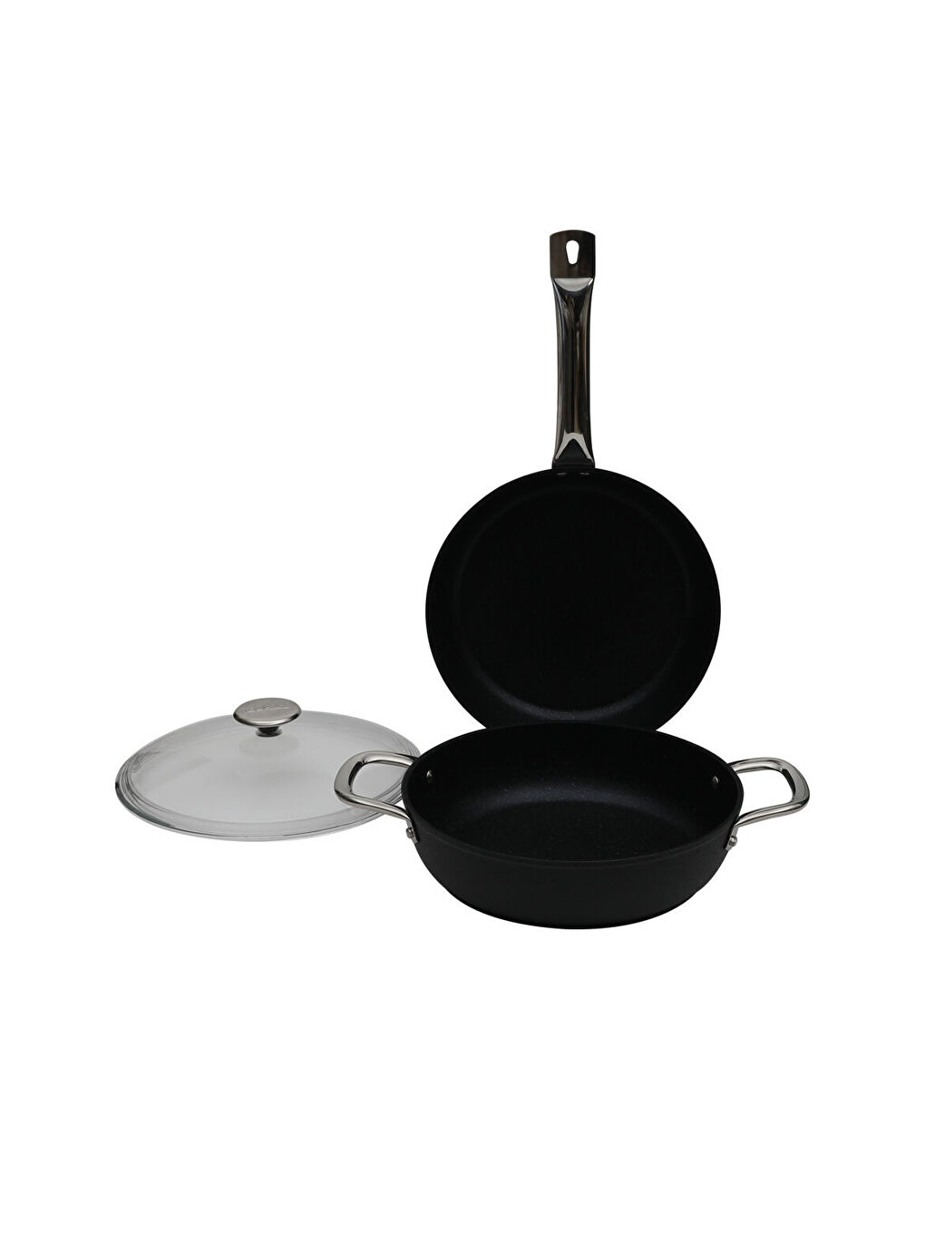 Ekru Güral Antoryum 3 Parça Granit Tencere Takımı Siyah-1