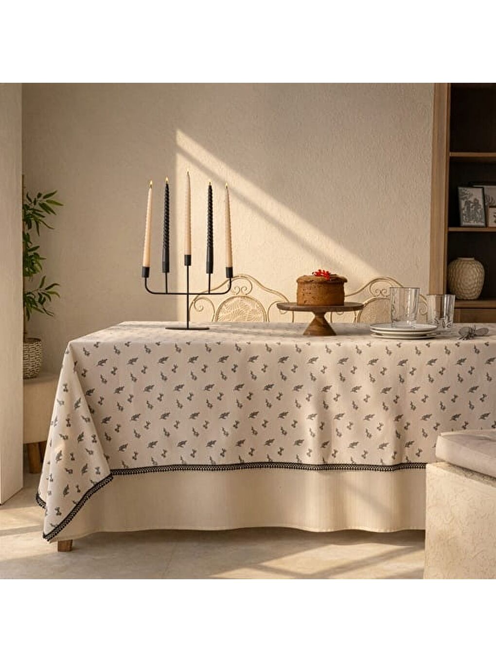 Soft Pine Masa Örtüsü - Ekru - 140x200 cm-1