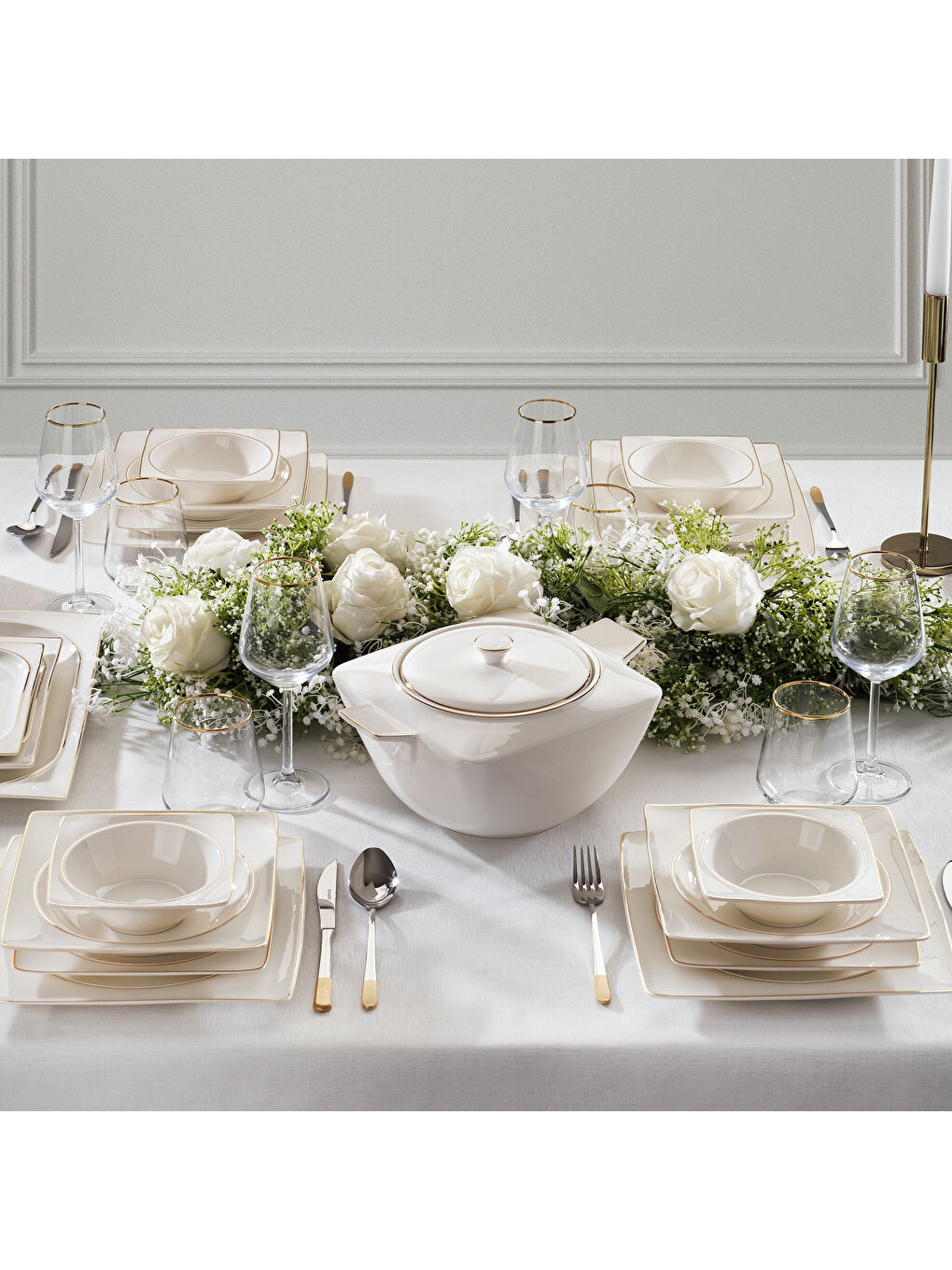 Sarı Glamor Pure Yemek Takımı-60 Parça-Gold