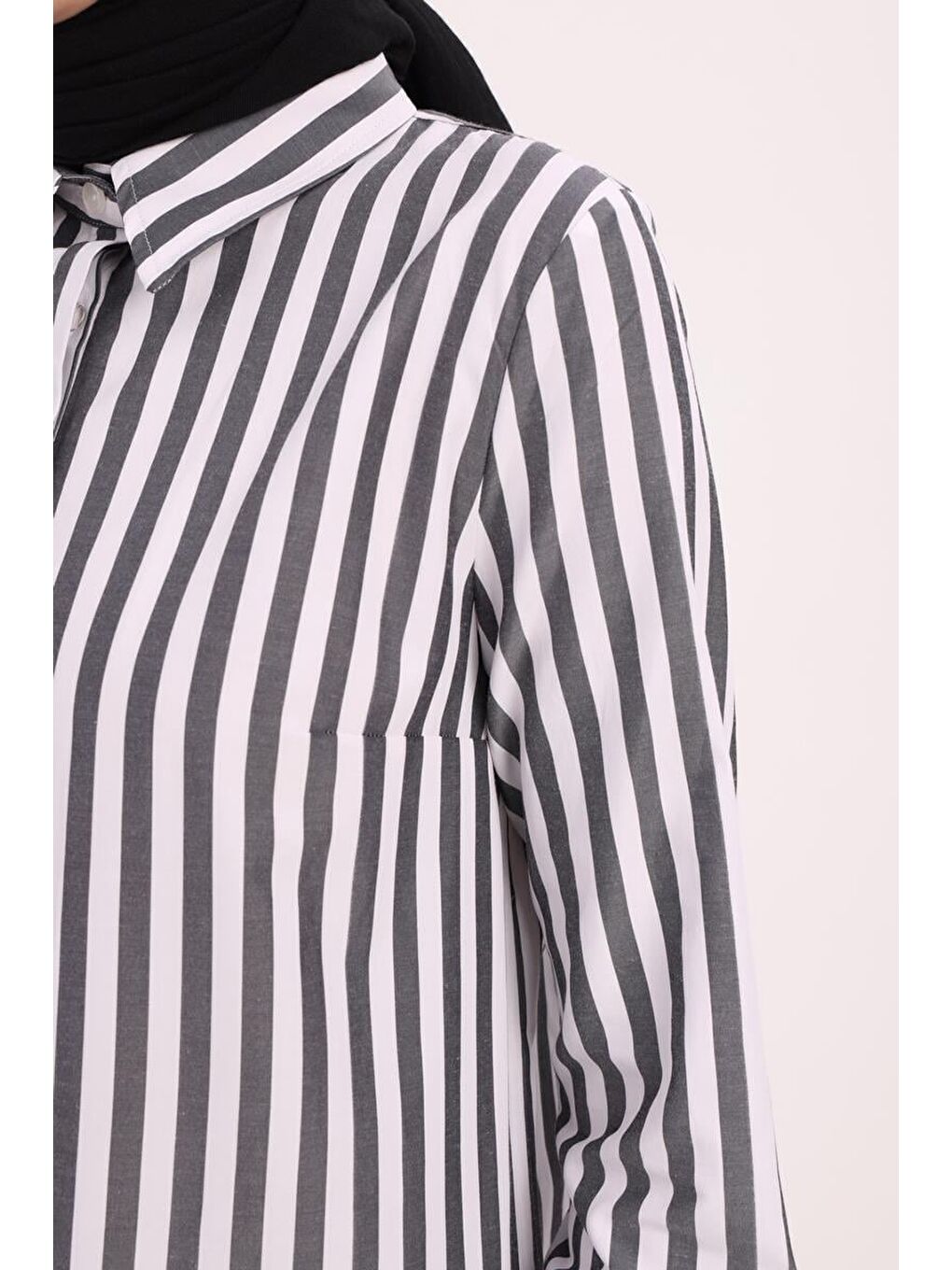 Siyah -Gizli Patlı Gömlek Tunik-4