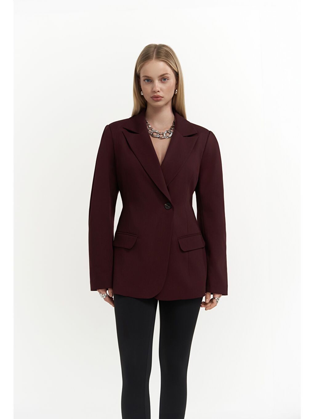 Briella Belden Oturtmalı Bordo Blazer