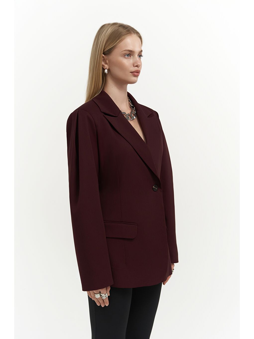 Briella Belden Oturtmalı Bordo Blazer-2