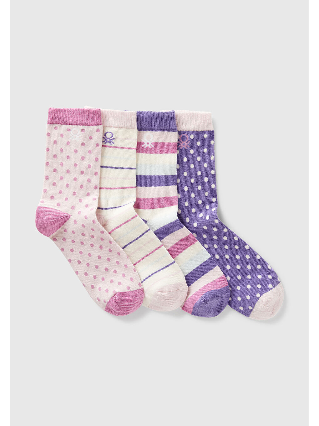 Erkek Çocuk Lila Mix Desenli 4'lü Uzun Soket Çorap Seti