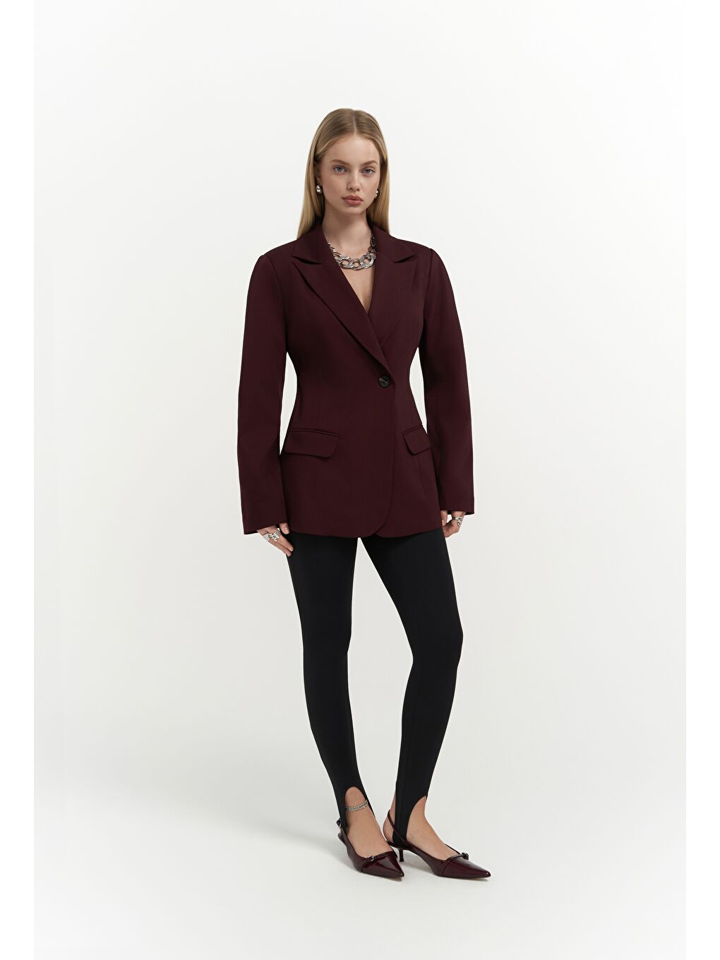 Briella Belden Oturtmalı Bordo Blazer-3
