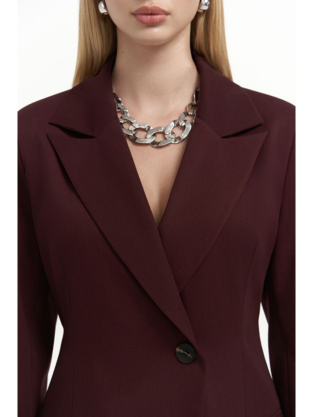 Briella Belden Oturtmalı Bordo Blazer-5
