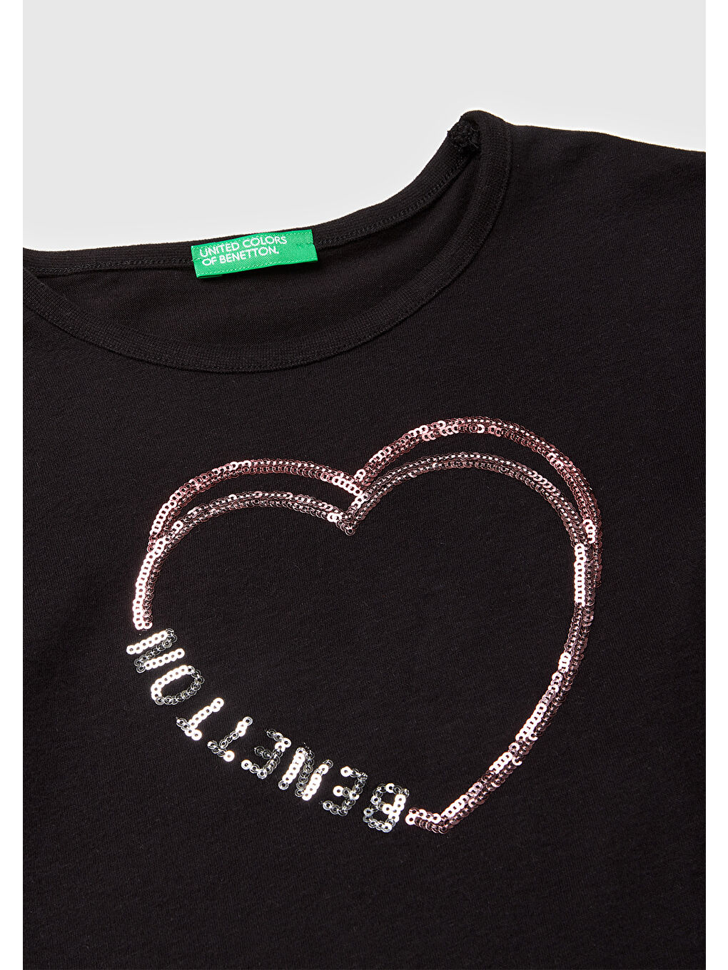 Kız Çocuk Siyah Grafik Payet İşlemeli Regular Fit Jarse Uzun Kollu T-shirt-2