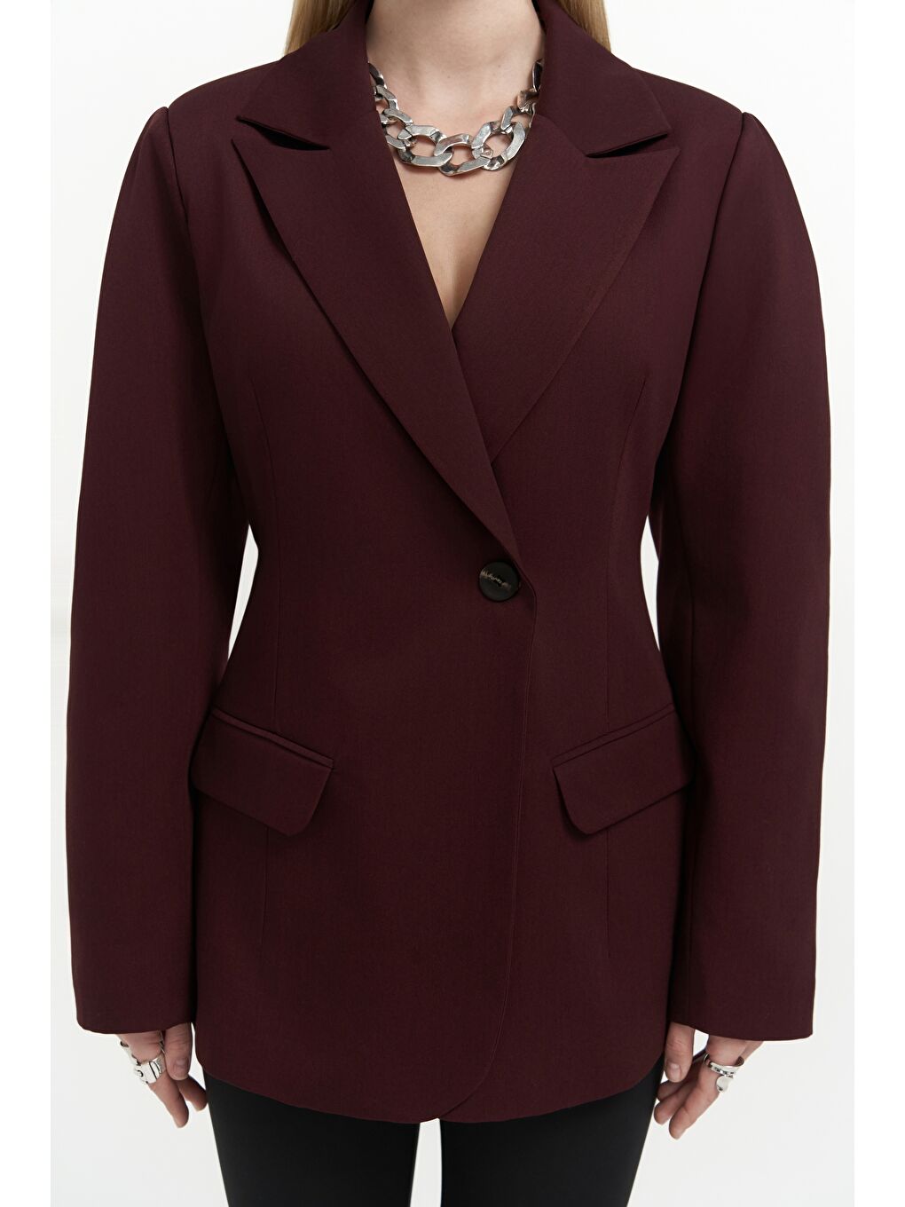 Briella Belden Oturtmalı Bordo Blazer-7