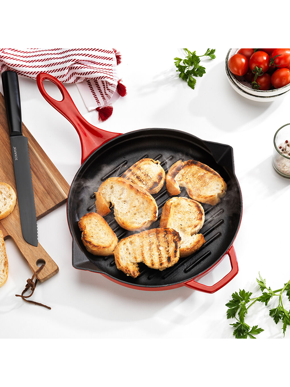 Guss Chef Döküm Yuvarlak Grill Tava 28Cm-1 Parça-Kırmızı-2