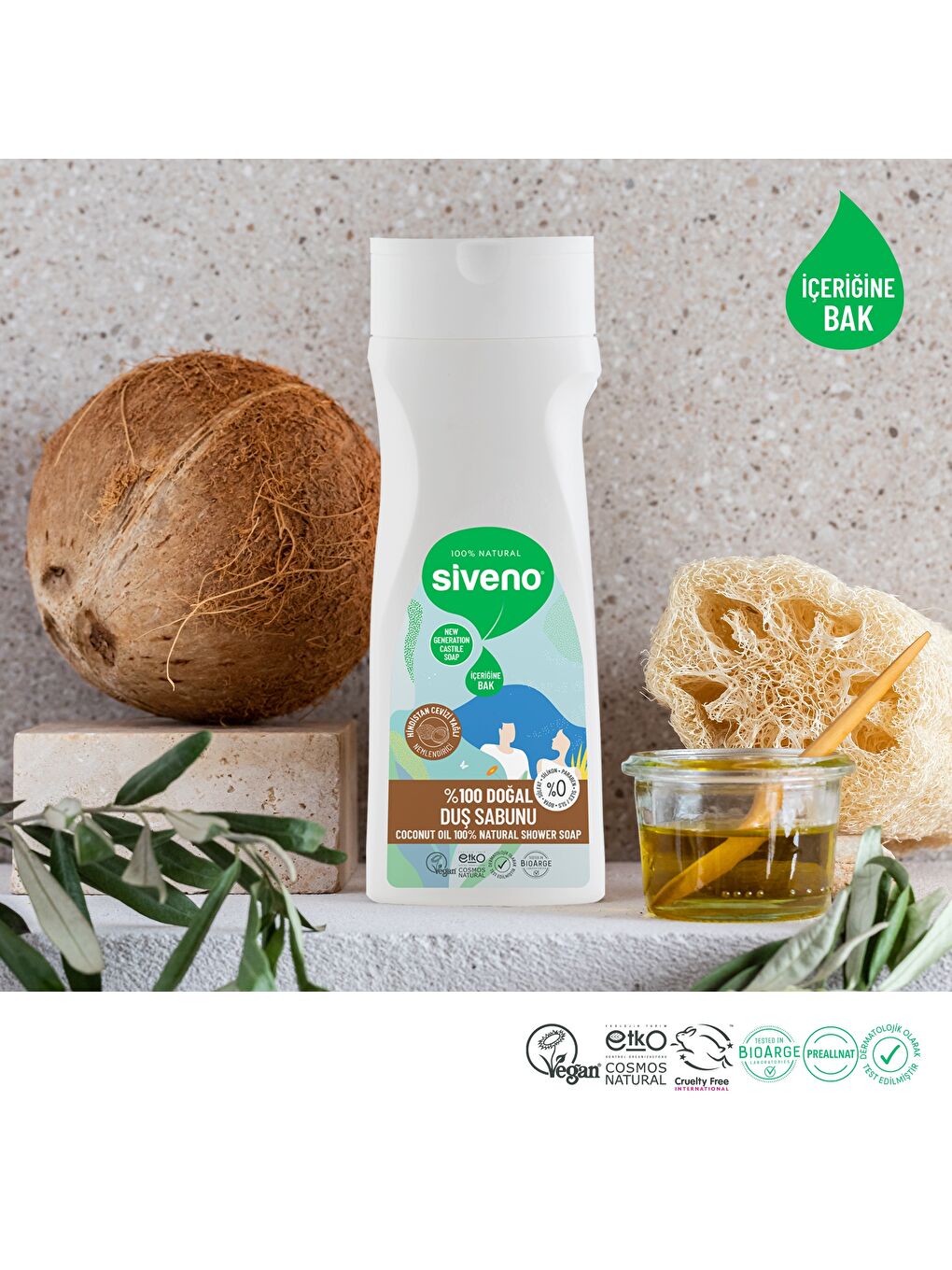 %100 Doğal Duş Sabunu Hindistan Cevizli Kokulu Nemlendirici Duş Jeli 5 Değerli Bitki Vegan 300 ml-1