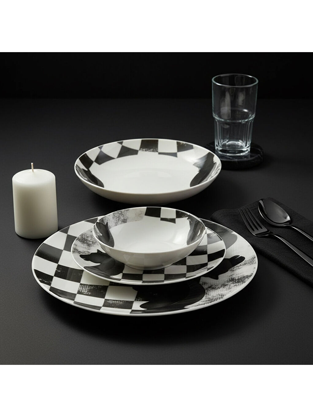 Ekru Camelia 4 Parça Sıngle Yemek Takımı Satranç At-3