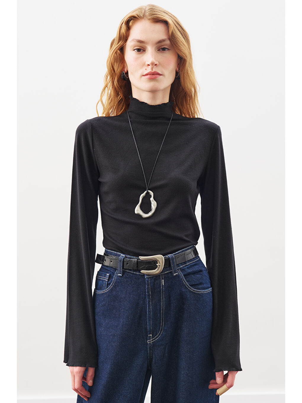 Timsah Deri Görünümlü Kemer Siyah-1