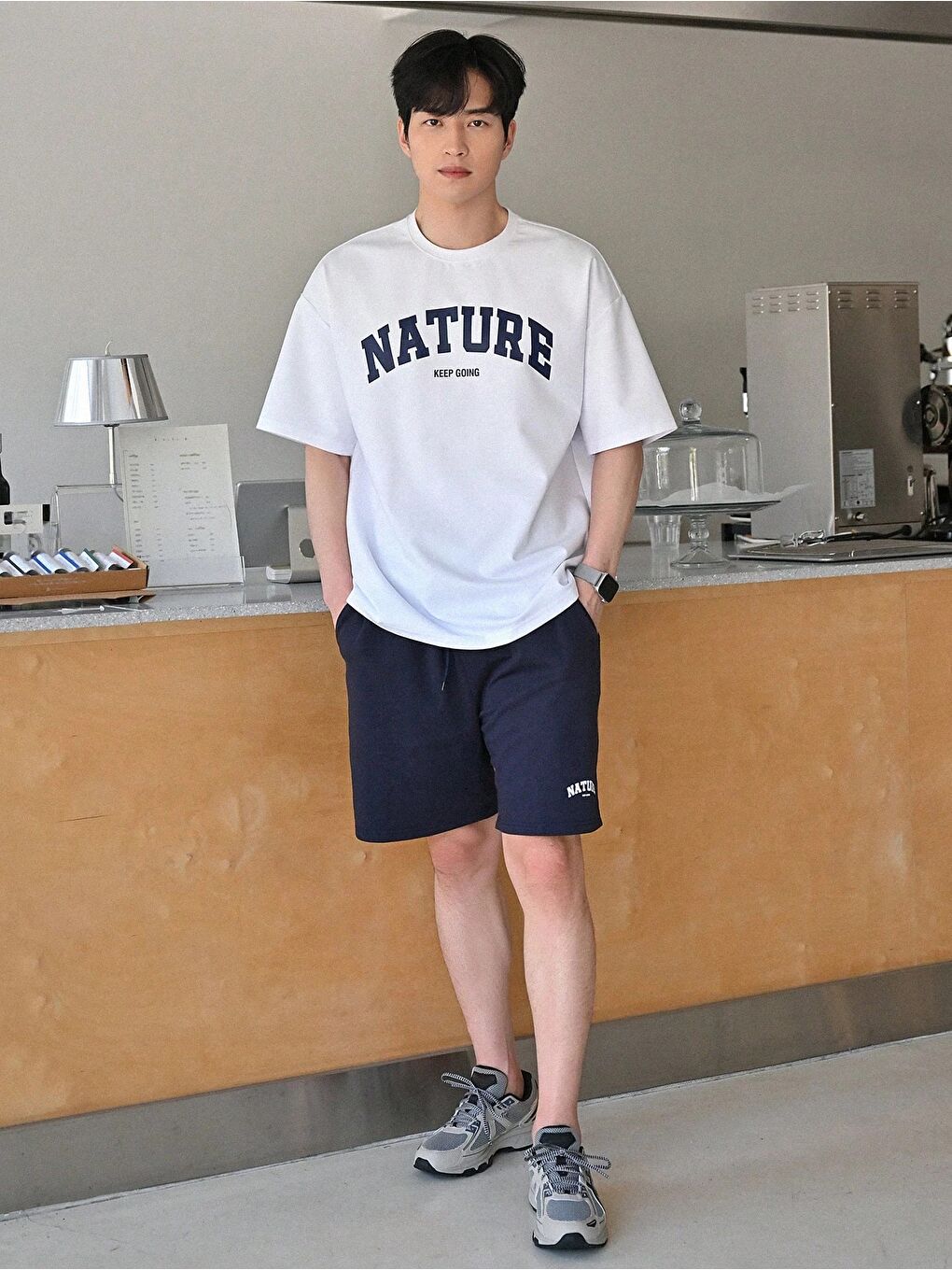 Beyaz Erkek Tişört Baskılı Oversize T-shirt Pamuklu Tişört NATURE-OVERSİZE-2